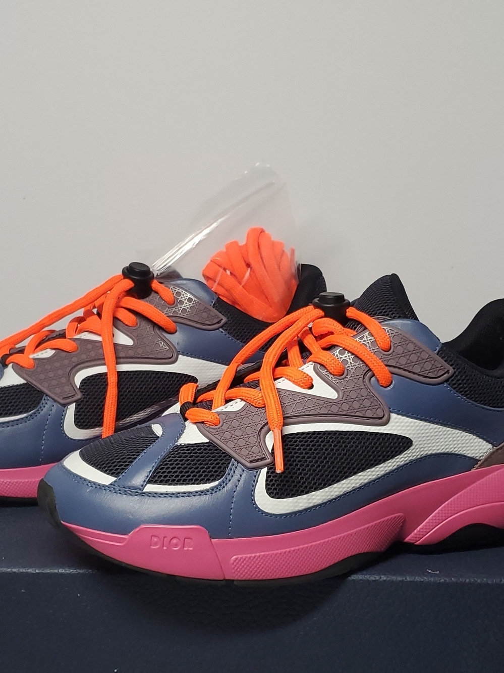 Authentic Dior Multicolor Runner Sneakers Pink Sole & Orange Laces Size 39 - Picture 5 of 12